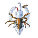 a scorpion destroying a heart tattoo design idea