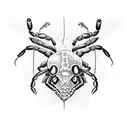 a scorpion destroying a heart tattoo design idea