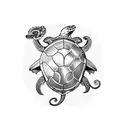 shellback turtle which anchor, squid and lion tattoo design idea