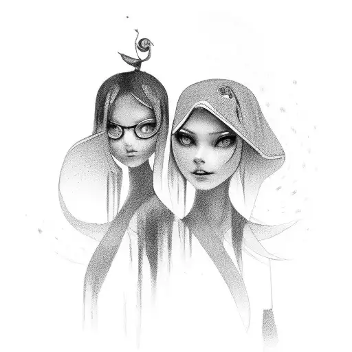 two woman childrens tattoo design idea