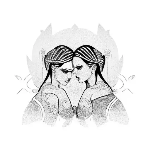two woman childrens tattoo design idea