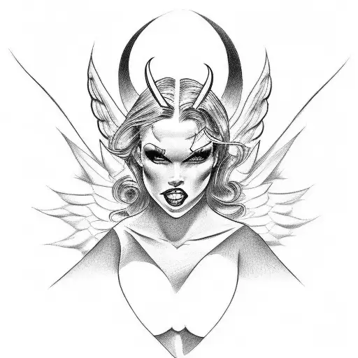 devil pinup Angle tattooing a good Angel  tattoo design idea