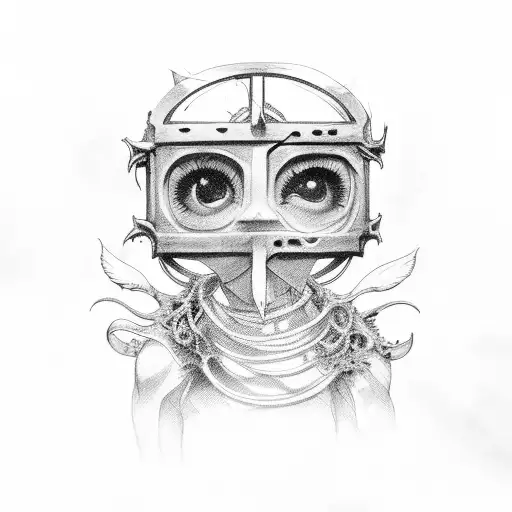 a child in a cage, who is being devoured by demons outside tattoo design idea