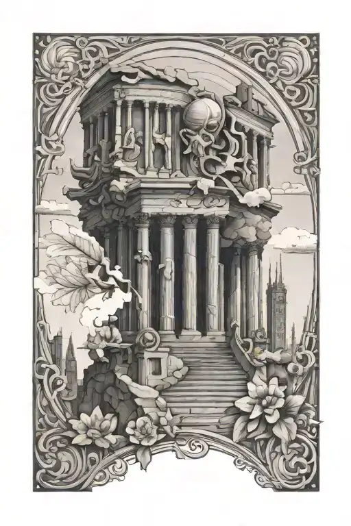 Hoplit in front of akropolis tattoo design idea