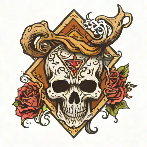 ace of spades playing card with half elk dead head, and a mule deer dead head tattoo design idea