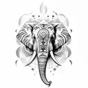 Elephant head with gerbera's tattoo design idea