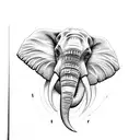 Elephant head with gerbera's tattoo design idea