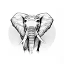 Elephant head with gerbera's tattoo design idea