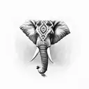 Elephant head with gerbera's tattoo design idea