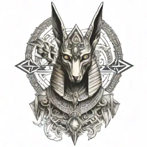 the god Anubis guiding souls tattoo design idea
