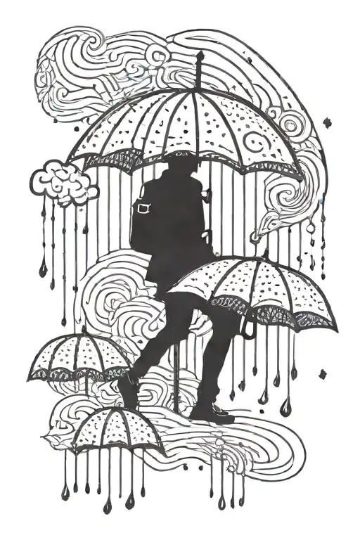 i think were doomed, rain, umbrella, parade, emo music lyrics incorporating abstract tattoo design idea