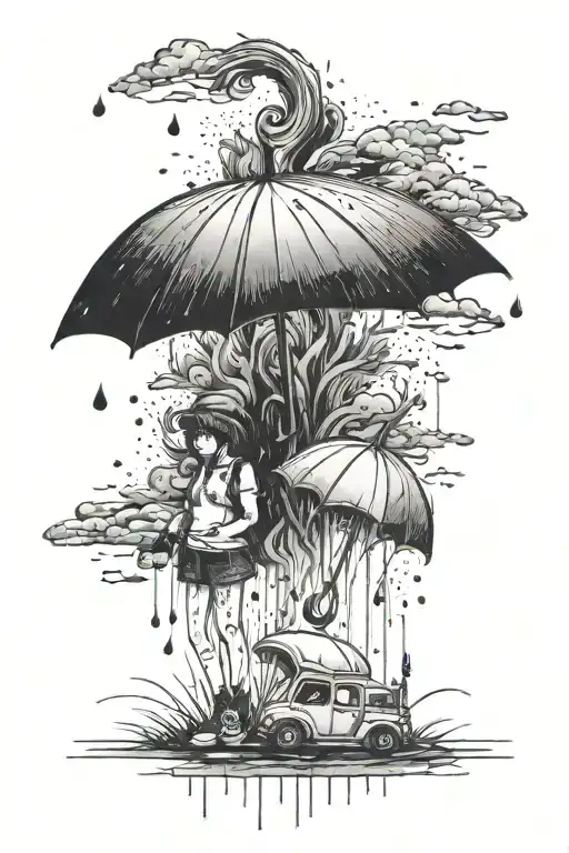 i think were doomed, rain, umbrella, parade, emo music lyrics tattoo design idea