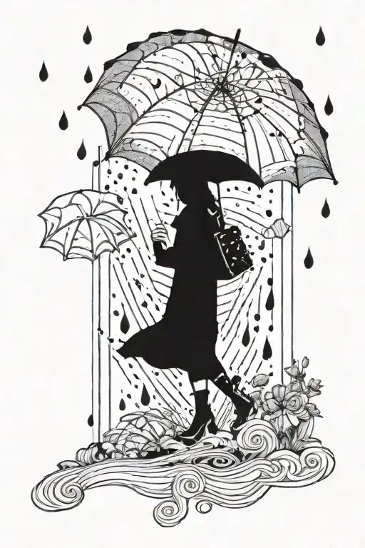 i think were doomed, rain, umbrella, parade, emo tattoo design idea