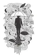 i think were doomed, rain, umbrella, parade, emo music lyrics incorporating abstract tattoo design idea