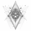 Blacked out upside down triangle. With flowers on the bottom left corner of the triangle and a scorpion on the bottom ri tattoo design idea