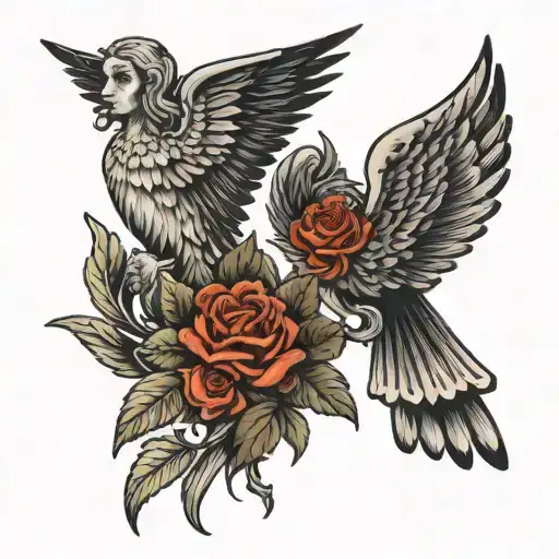 2 separate pair of wings. one of an angel and another of a devil tattoo design idea