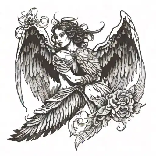 2 separate pair of wings. one of an angel and another of a devil tattoo design idea