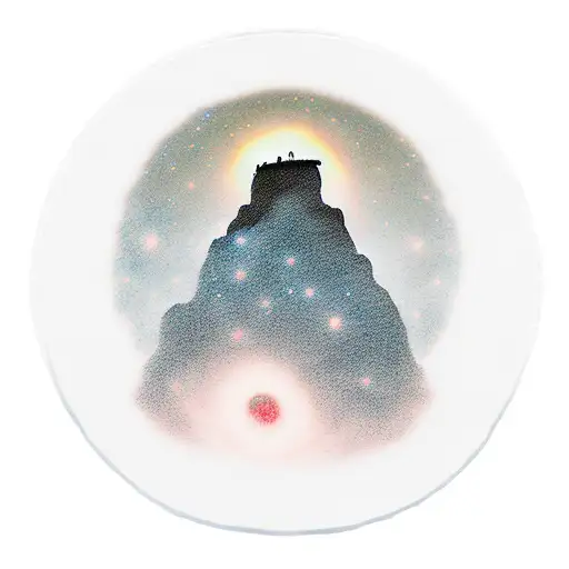 silhouette of a man standing on a cliff, with the Milky Way galaxy in background  tattoo design idea