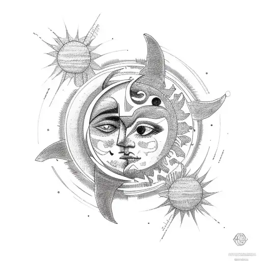 Sun and Moon tattoo design idea