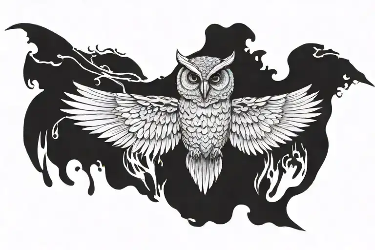 Owl spread wings tattoo design idea