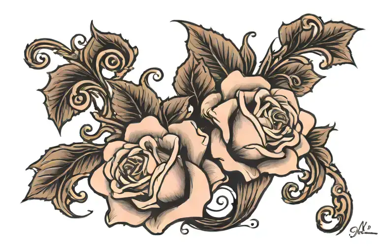 rare rose with Joi-Hannah in a beautiful font with December 15 2008-march 04 2024 tattoo design idea
