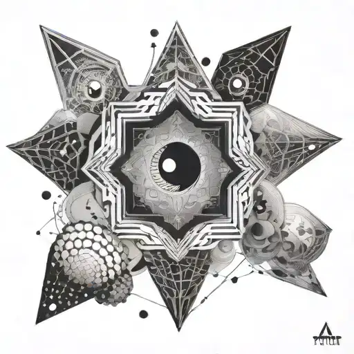 Incorporate intricate geometric patterns and psychedelic colors to represent the experience of DMT tattoo design idea