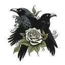 animal heads , flowers and vines surrounding a pair of hands holding a crow tattoo design idea