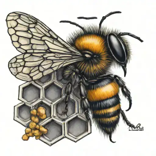 a queen bee on a piece of honeycomb with the word mom in it somewhere  tattoo design idea