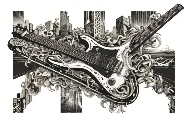 music and wakeboarding tattoo design idea