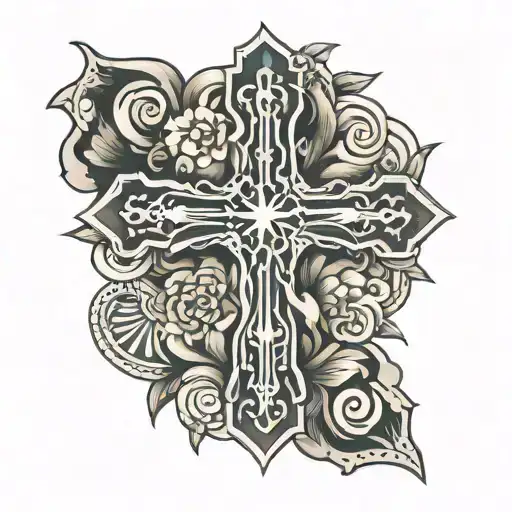 cross tattoo with animal   tattoo design idea