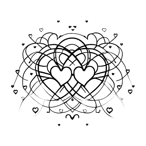 A minimalist design of two hearts linked together, symbolizing the unbreakable sisterly love tattoo design idea