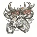 young buck drinking water tattoo design idea