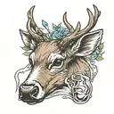 young buck drinking water tattoo design idea