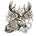 young buck drinking water tattoo design idea