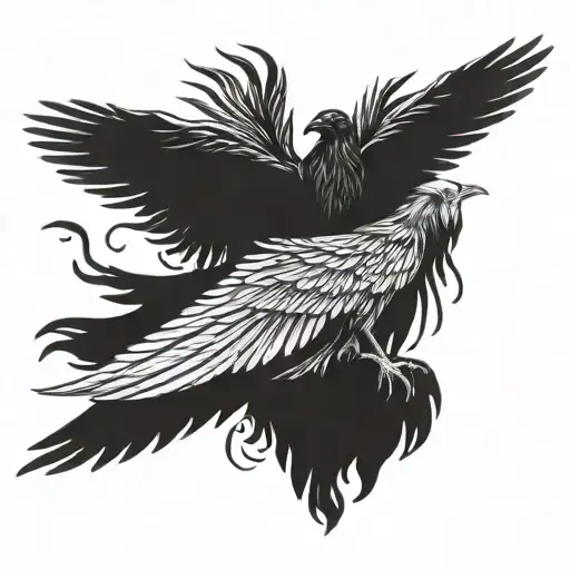 raven man, valkyire warrior, big wings, spanning wings, tattoo design idea