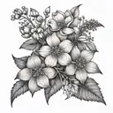 A delicate birth flowers from May, February, April, October, and December (together) tattoo design idea