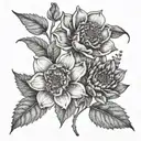 A delicate birth flowers from May, February, April, October, and December (together) tattoo design idea