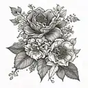 A delicate birth flowers from May, February, April, October, and December (together) tattoo design idea