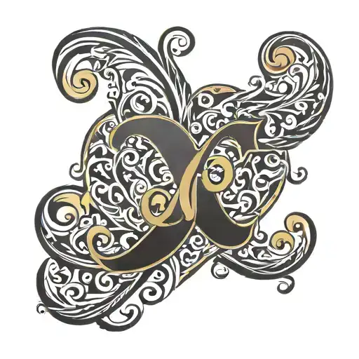 initials C S V written in calligraphy in the shape of a heart tattoo design idea