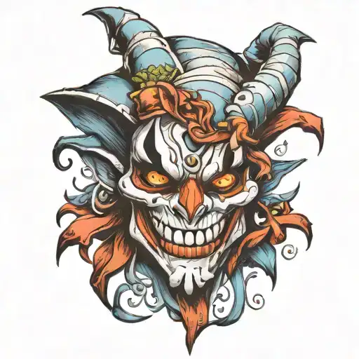 shaco mask as Jester tattoo design idea