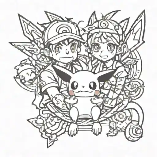 father daughter pokemon tattoo design idea