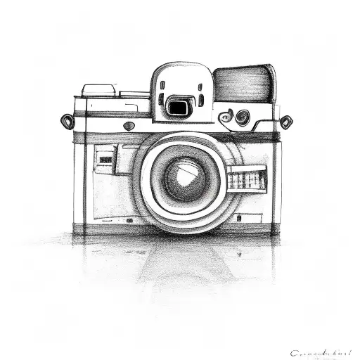 camera with aeroplane tattoo design idea