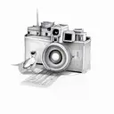 camera with aeroplane tattoo design idea