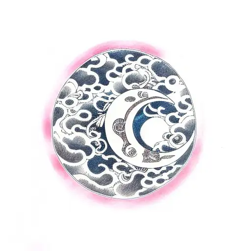 Moon, semi colon, chinese word tattoo design idea