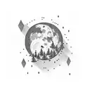 Moon, chinese word, semicolon, mom's name tattoo design idea