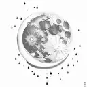 Moon, chinese word, semicolon, mom's name tattoo design idea