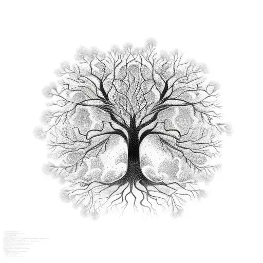 tree of life with branches that look like neurons  tattoo design idea
