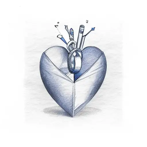 blue heart letter CANO tattoo design idea