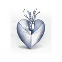 blue heart letter CANO tattoo design idea