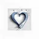 blue heart letter CANO tattoo design idea